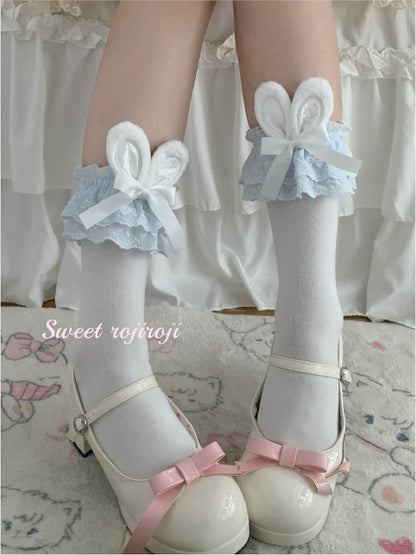 Roji roji - Cotton Lolita Bunny Ear Socks Summer Bow Short Socks