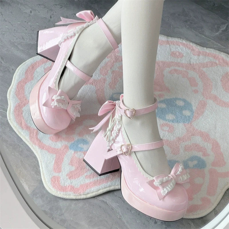 Jiangjiang Biscuit - Elegant Lolita High Heel Shoes Round Toe Low Cut