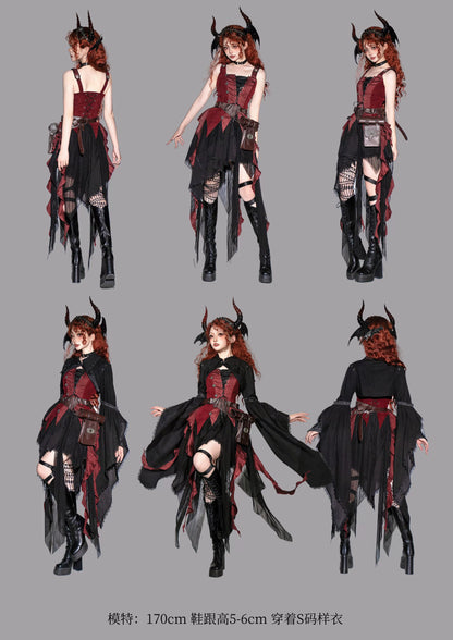 Wuyuzhe - Dragoon Knight 3.0 Version - Western Fantasy Style Lolita Irregular Skirt Set Lolita Vest