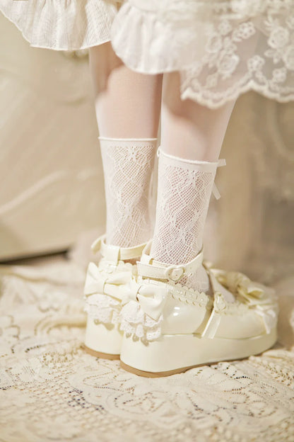 Jiujiu Lolita - Milky Puff - Sweet Lolita Heels Shoes, Round Toe With Petite Wedge