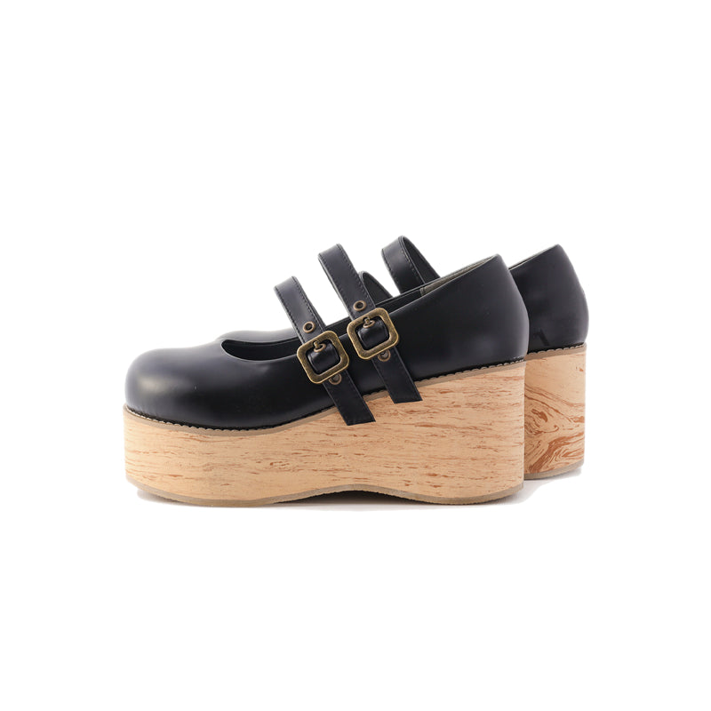 MODO - Retro Lolita Round Toe Wood Bottom Shoes