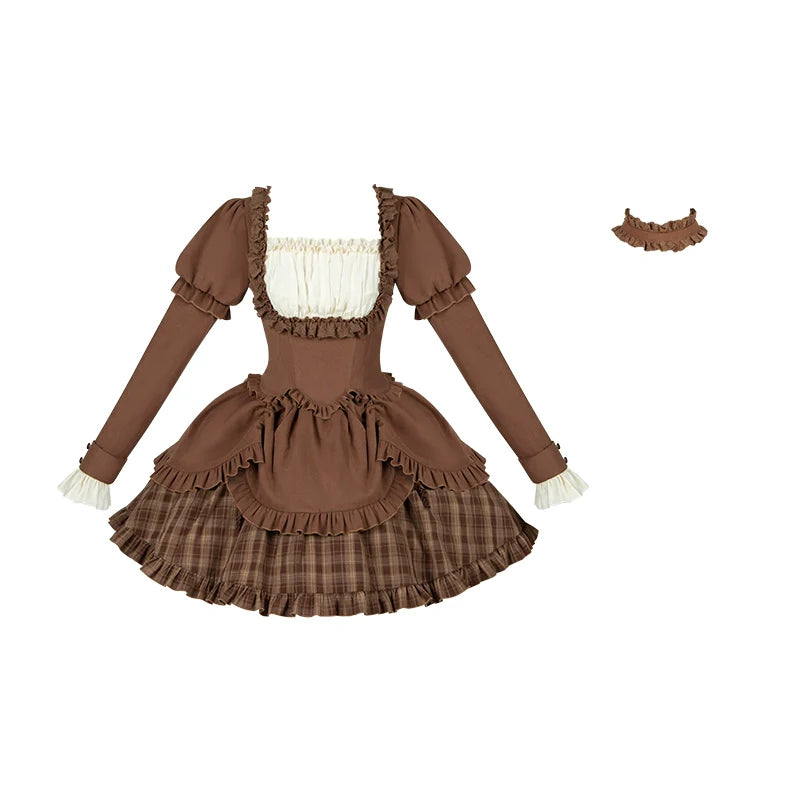 With PUJI - Oak Hymn - Classic Lolita Plaid OP Suit, Side Zipper