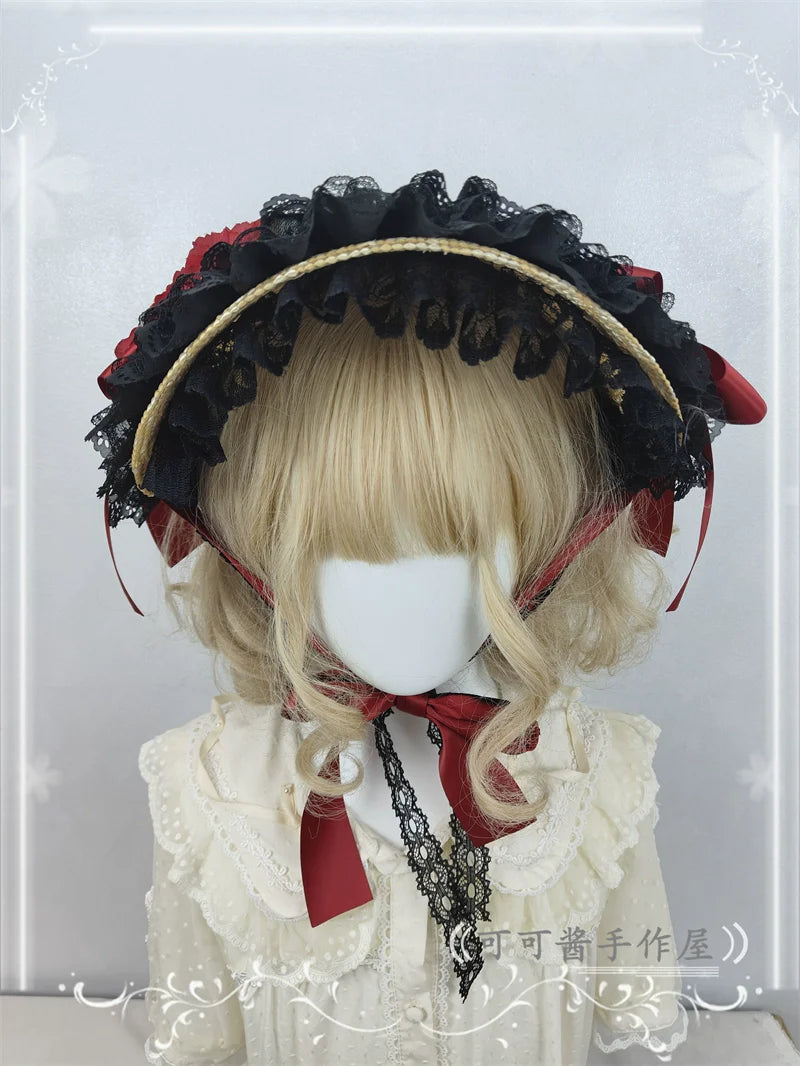 Cocoa Jam - Country Lolita Bonnet Lace Flower Flat Cap Multicolors Customized