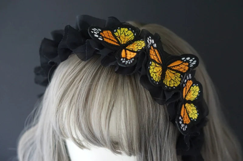 Strange Sugar - Gothic Lolita Black Headdress Butterfly KC Photography Props