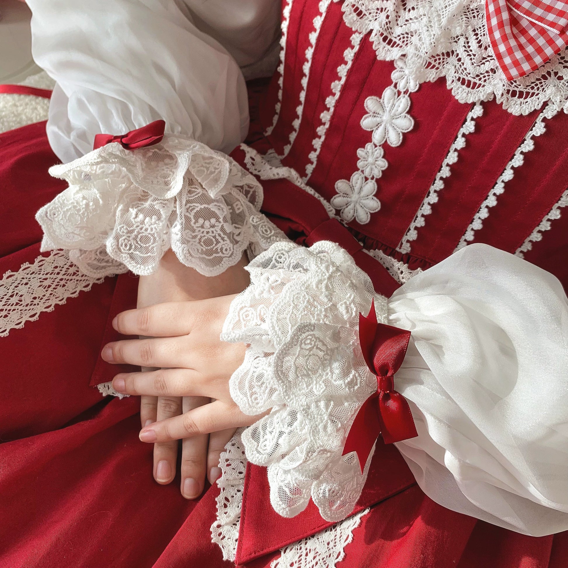 Flower Banquet - Sweet Lolita Blouse Embroidered Shirt with Long Sleeve