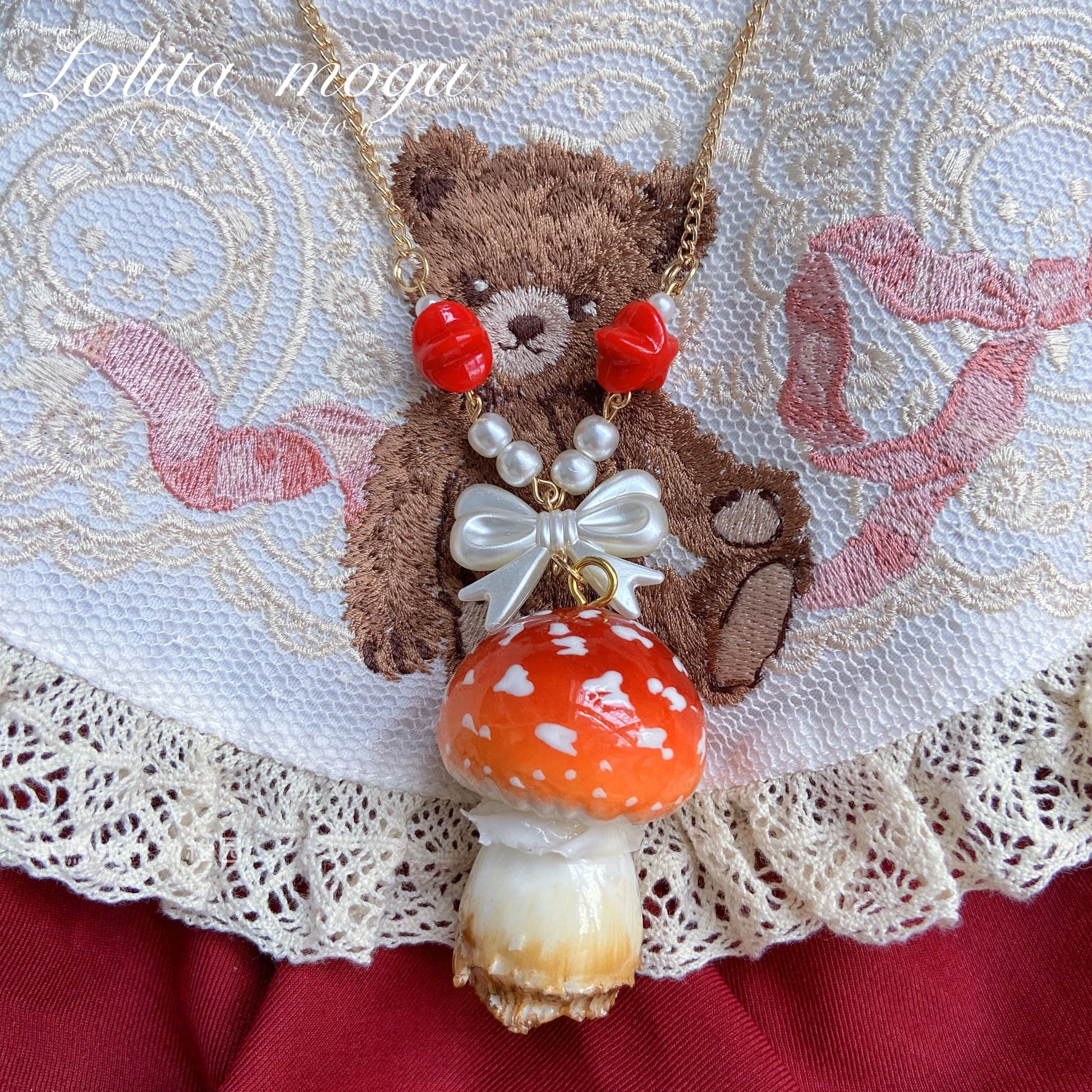 Bear Doll - Handcraft Kawaii Lolita Mushroom Necklace