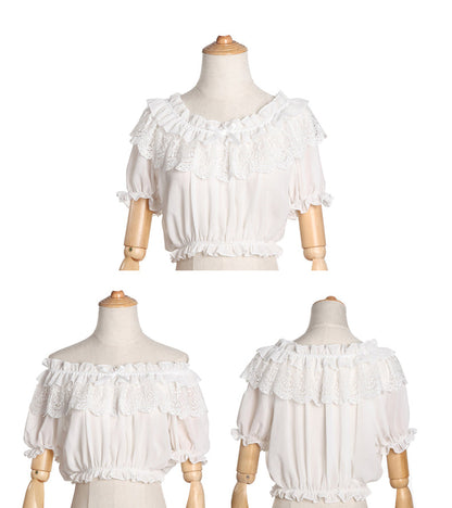 ZhiJinYuan - Elegant Lolita Shirt Open Shoulder Blouse