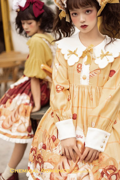 Chemical Romance - Freshly Baked Bread - Sweet Lolita OP Dress Long Sleeve Dress