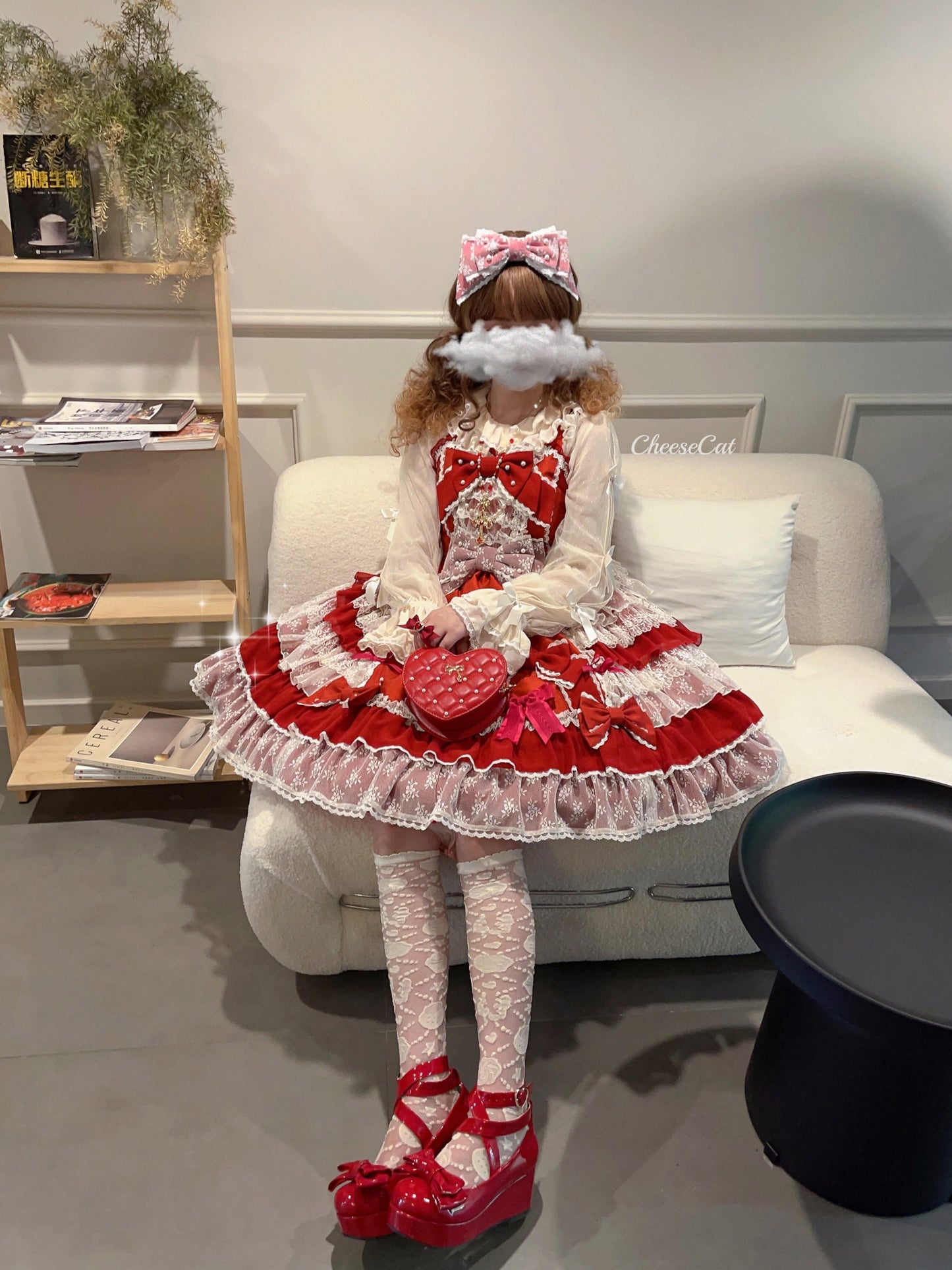 Cheese Cat - Sweet Lolita KC Lace Butterfly Lolita KC with Pearl