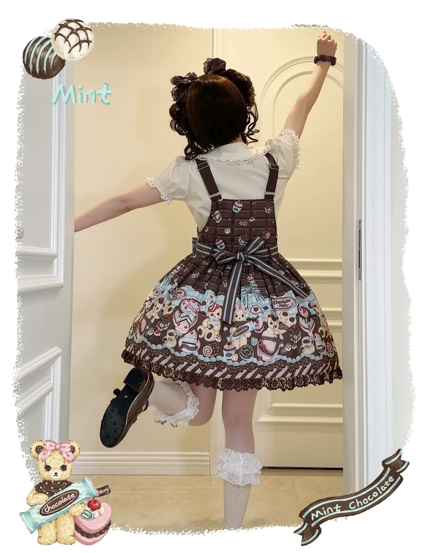 Sweet Dream Sheep - Chocolate Bear - Sweet Lolita Salopette High Waist Dress