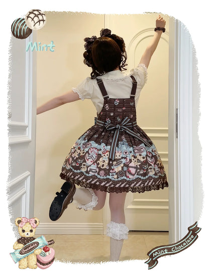 Sweet Dream Sheep - Chocolate Bear - Sweet Lolita Salopette High Waist Dress