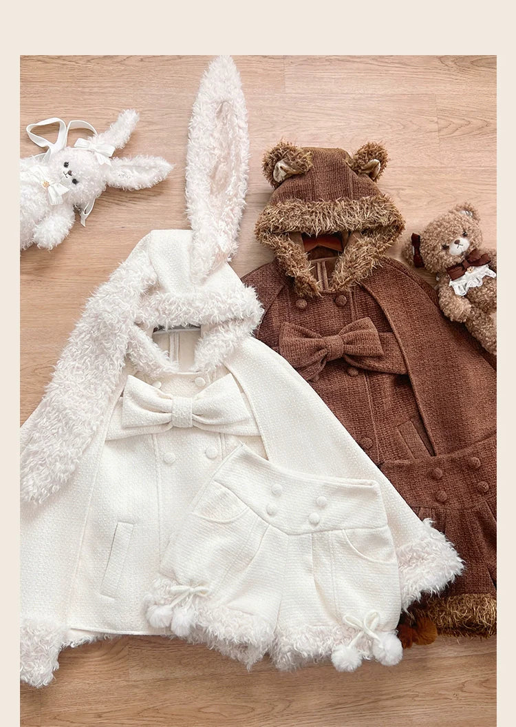 Tan Tuan - Rabbit & Bear - Winter Kawaii Lolita Cape and Shorts