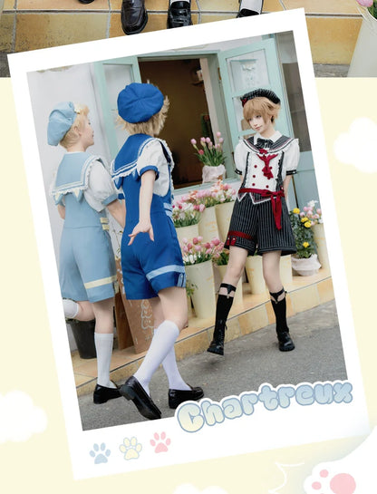 Forest Fluorescent Carps - Small Animal Team - Ouji Lolita Suit Male Lolita Shirt Shorts