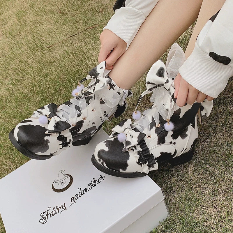 Fairy Godmother - Enthusiastic Ideation - Elegant Lolita Shoes Fleeced Short Martin Boots