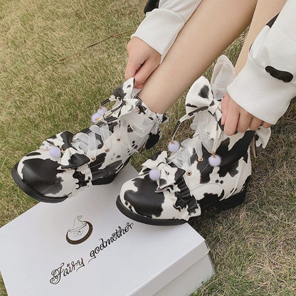 Fairy Godmother - Enthusiastic Ideation - Elegant Lolita Shoes Fleeced Short Martin Boots