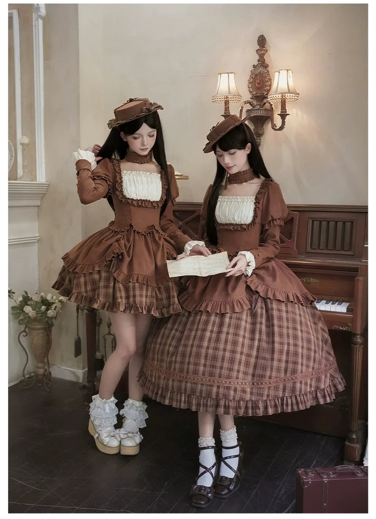 With PUJI - Oak Hymn - Classic Lolita Plaid OP Suit, Side Zipper