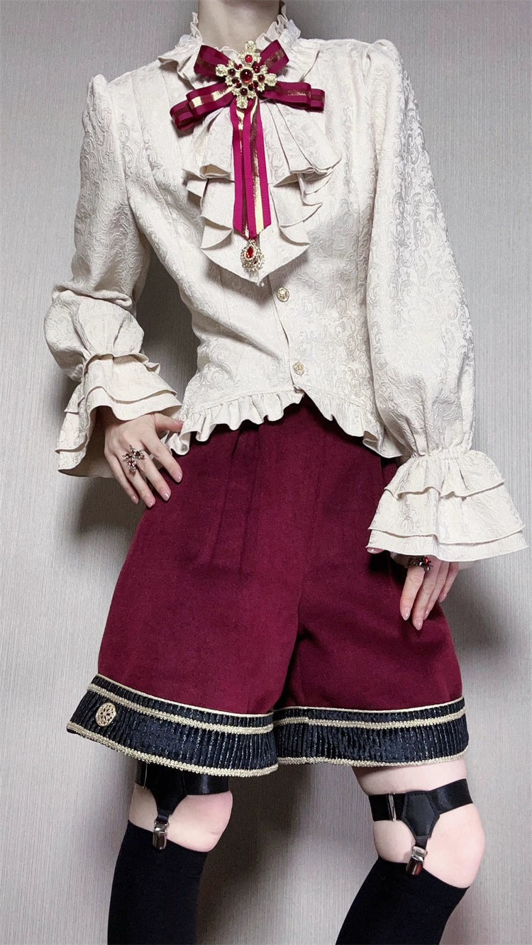 Letters from Unknown Star - Heir - Ouji Lolita Shorts Set Military Prince Lolita Coat and Blouse