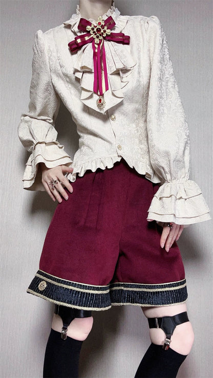 Letters from Unknown Star - Heir - Ouji Lolita Shorts Set Military Prince Lolita Coat and Blouse