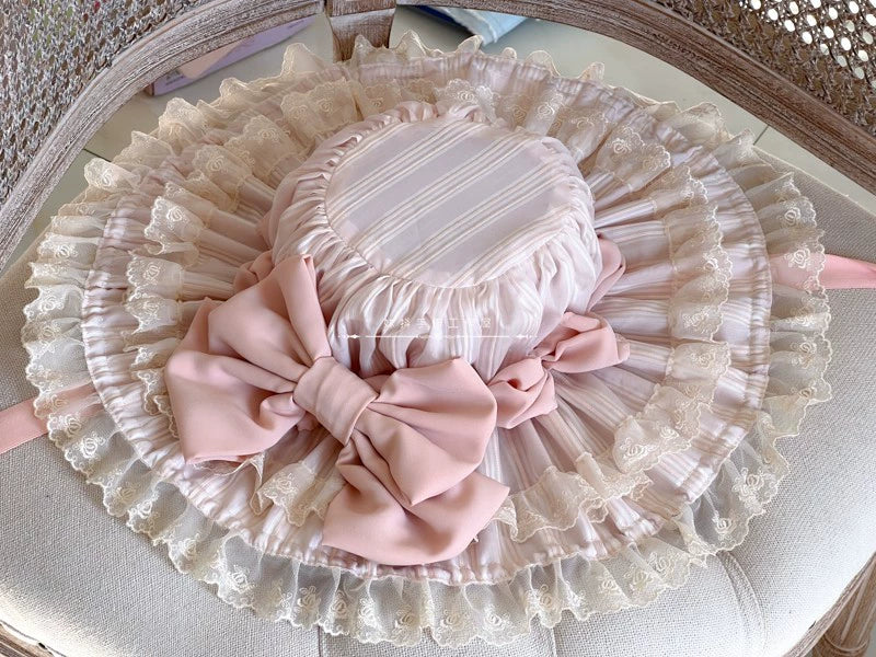 MAID - Vintage Lolita Hat Striped Lace Hat