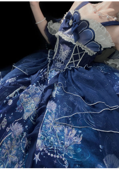 YingLuoFu - Original Elegant Lolita Blue Lolita JSK