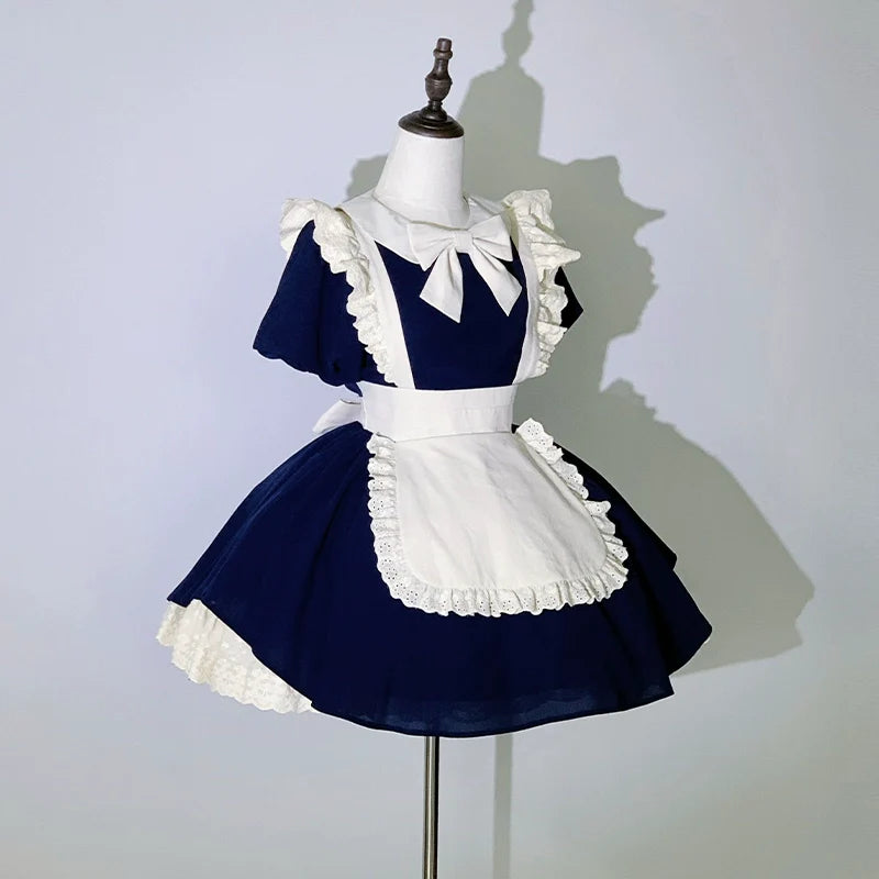 With PUJI - KissKiss - Maid Lolita OP Dress Pleated Lace Multicolor Dress
