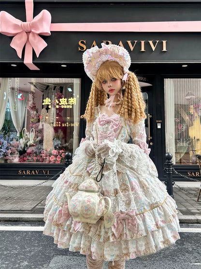 Hanguliang - Candlelight Sonata - Sweet Lolita Long Sleeve OP, Tiered Ruffles