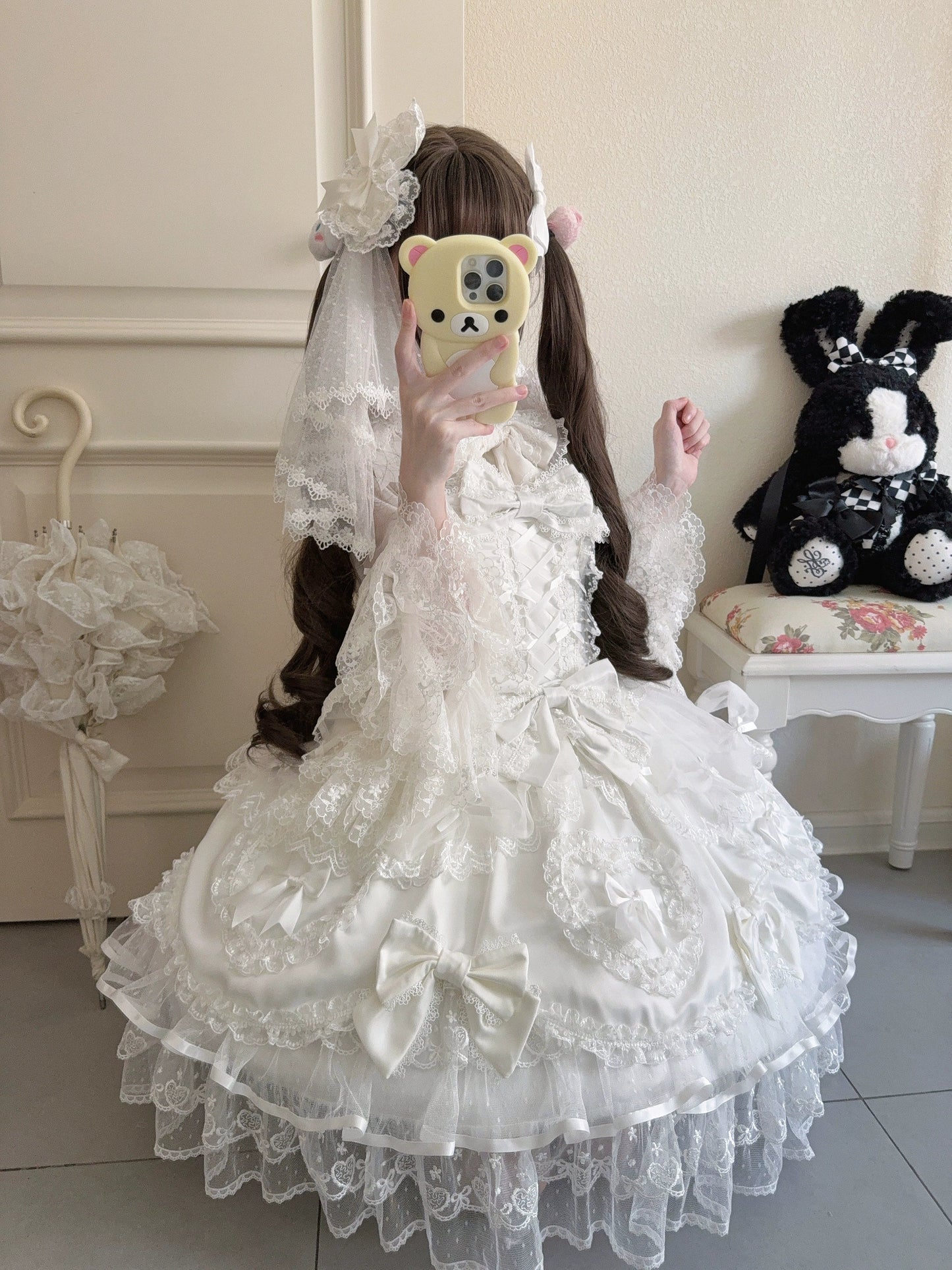 Sugar Girl - Velvet Sweetheart - Doll-like Sweet Lolita Jumper Dress, Bow Accents