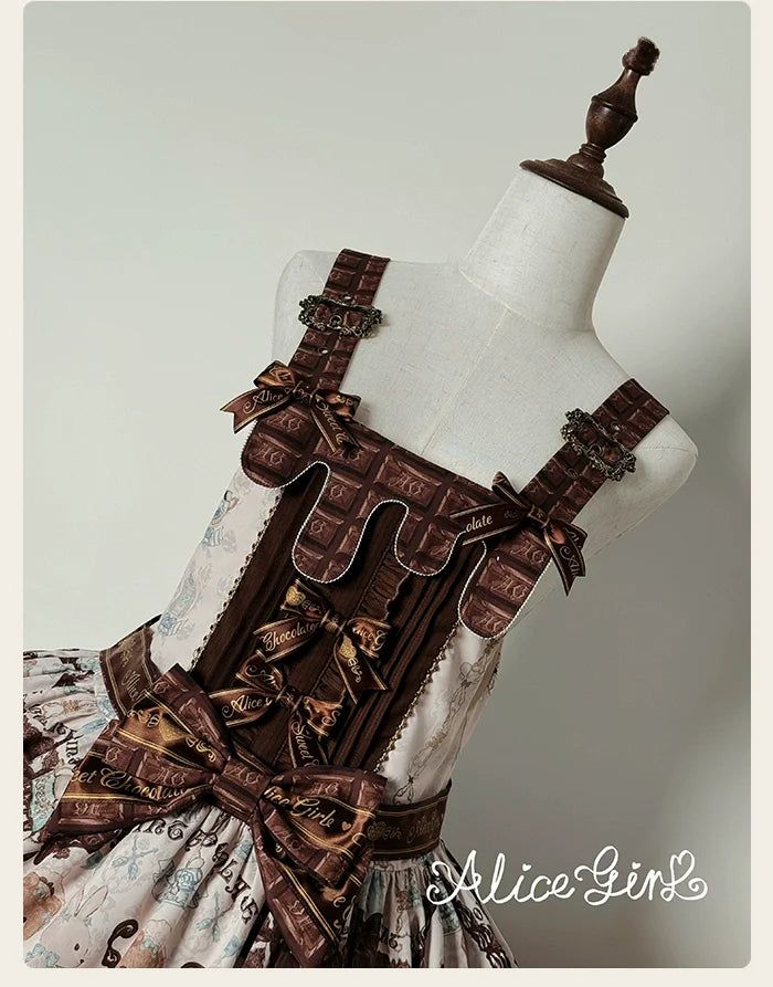 Alice Girl - Bear Chocolate Bar - Kawaii Lolita JSK & Salopette Dress