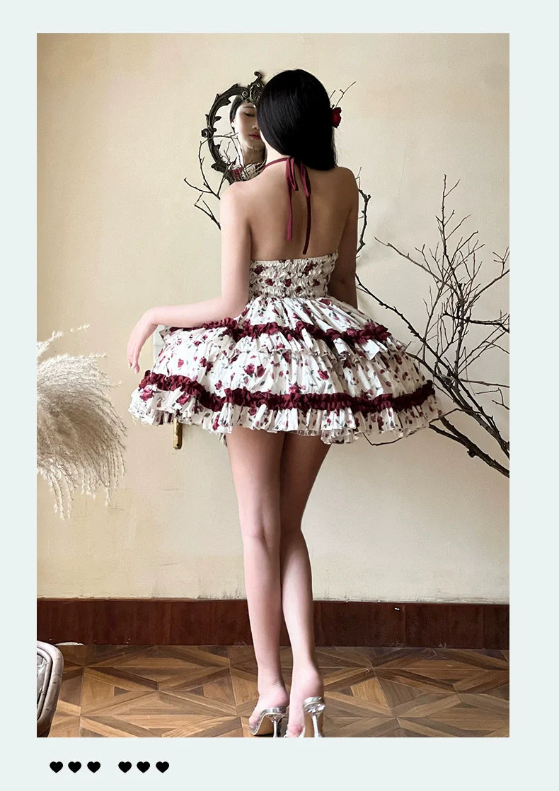 Diamond Honey Lolita - Heart Rose - Vintage Lolita Jumper Dress Retro Rose Lolita JSK