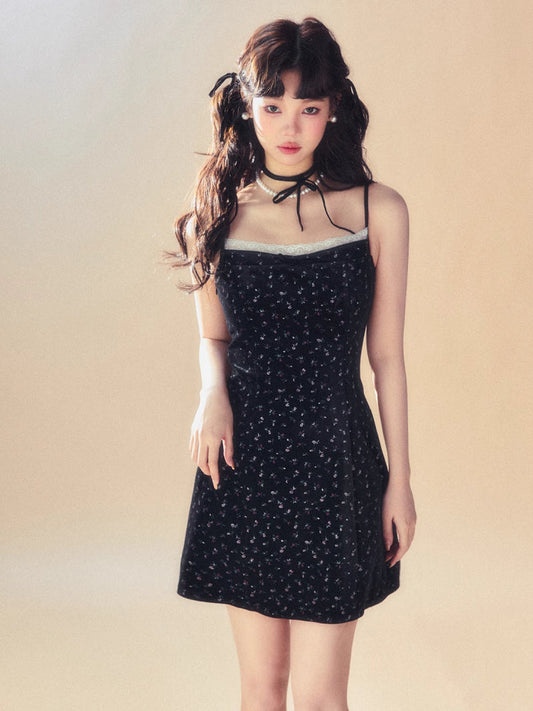 Velvet suspender dress【s0000007096】