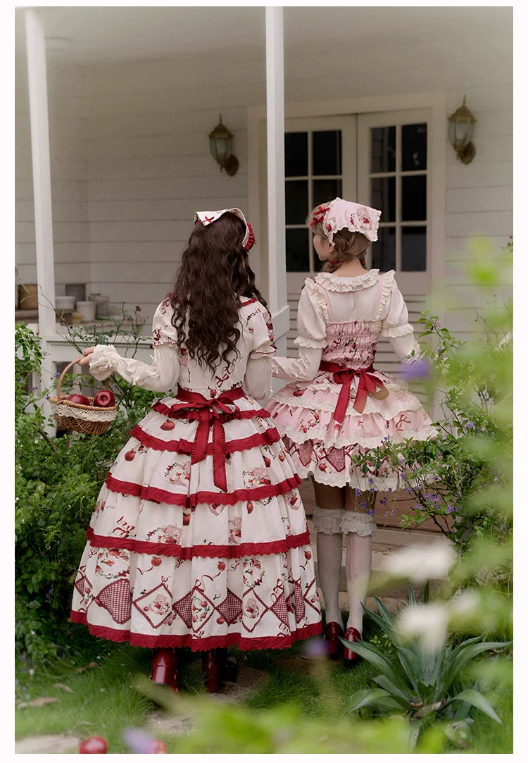 With PUJI - Apple Orchard - Country Lolita SK Embroidered Twins Lolita Top Skirt
