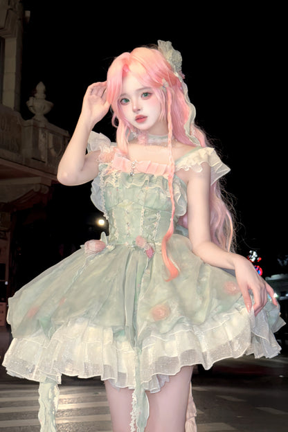 Platycodon House - Floral Magician - Sweet Lolita Dress Floral Print Short Length JSK