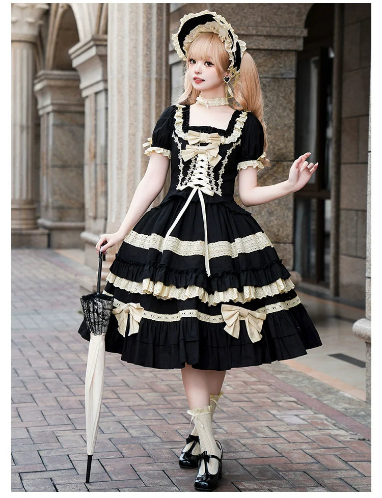 With PUJI - Chapter Seven - Spring Cotton Lolita OP Dress Doll-Like Dress