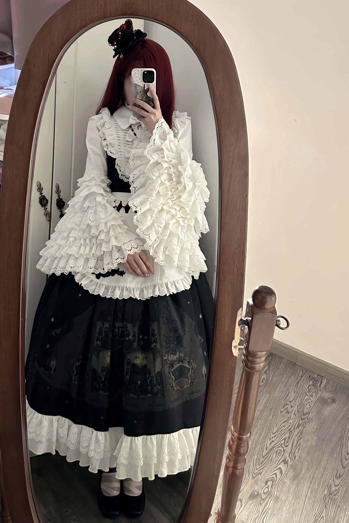 Dark Circle Clinic - Barbara Manor Night - Gothic Lolita JSK Pleated Floral Print Lolita Dress