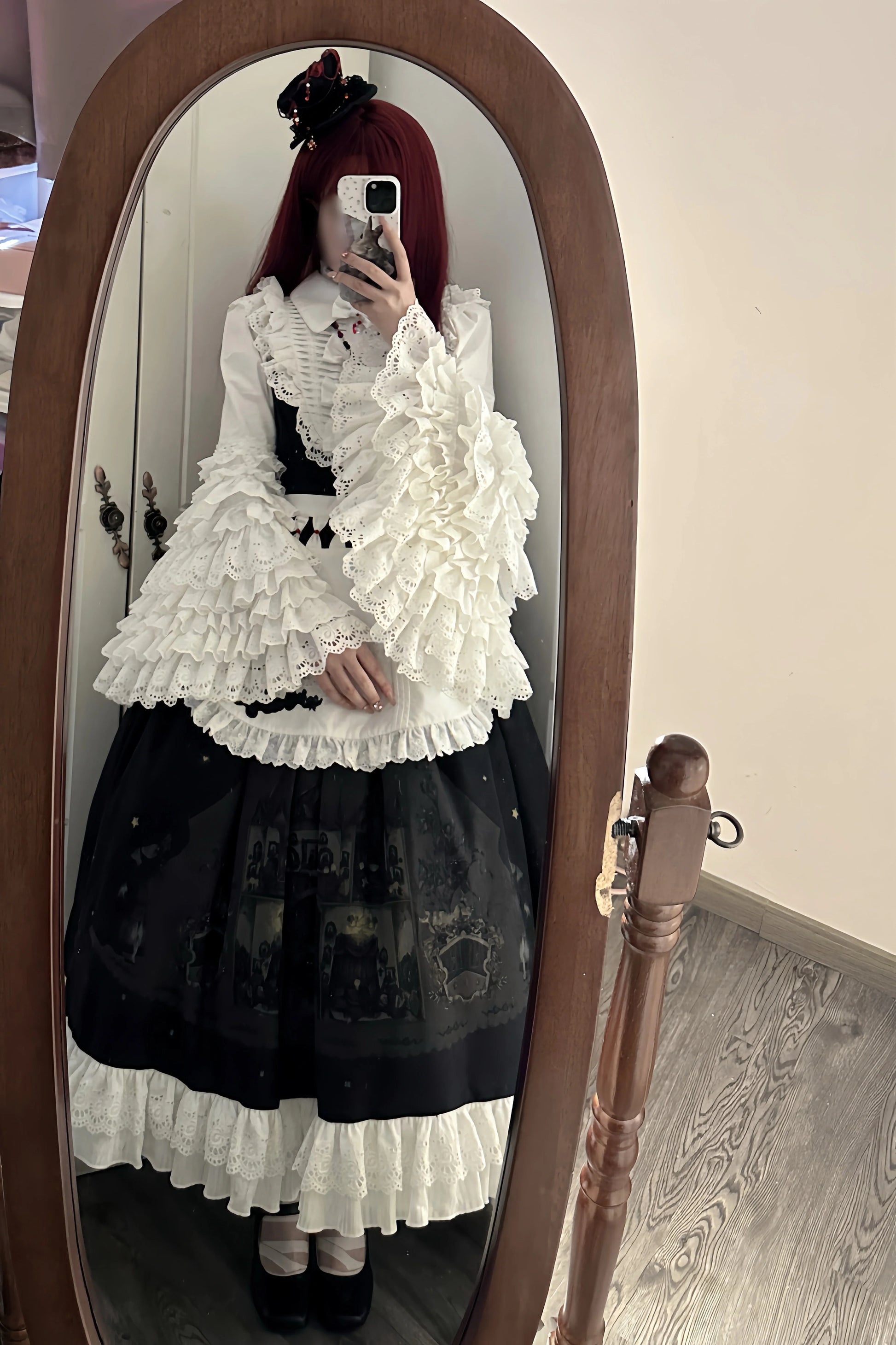 Dark Circle Clinic - Barbara Manor Night - Gothic Lolita JSK Pleated Floral Print Lolita Dress