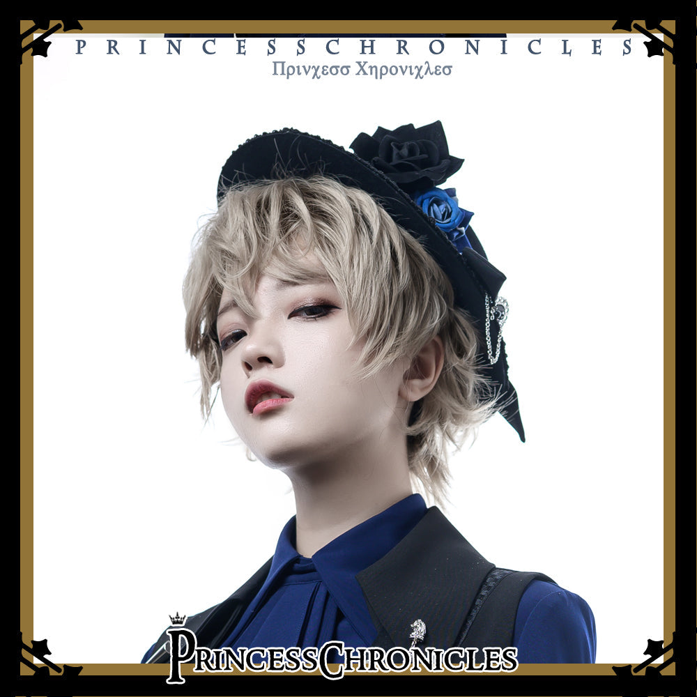 Princess Chronicles - Black and Blue - Gothic Lolita Ouji Top Hat