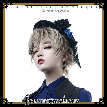 Princess Chronicles - Black and Blue - Gothic Lolita Ouji Top Hat