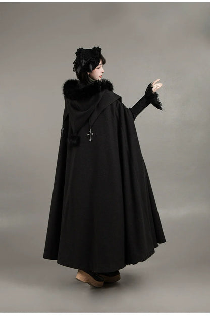 With PUJI - Letter and Poetry ﾂｷ Raven's Night Song - Gothic Lolita Black Cloak