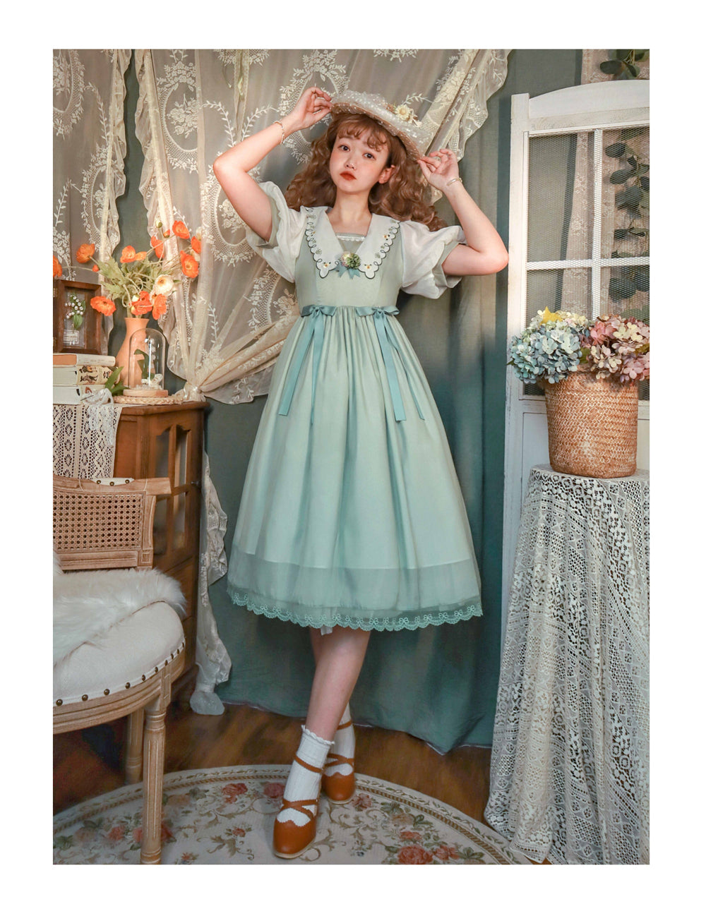 EESSILY - Afternoon Courtryard - Kawaii Lolita Summer Embroidery OP