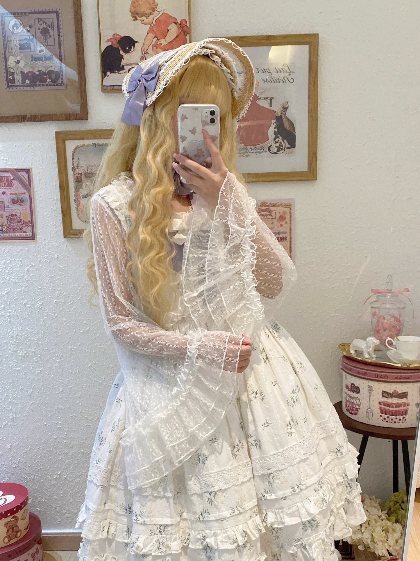 Magic Tea Party - Flower - Classic Lolita Tulle Cardigan with Princess-Sleeves