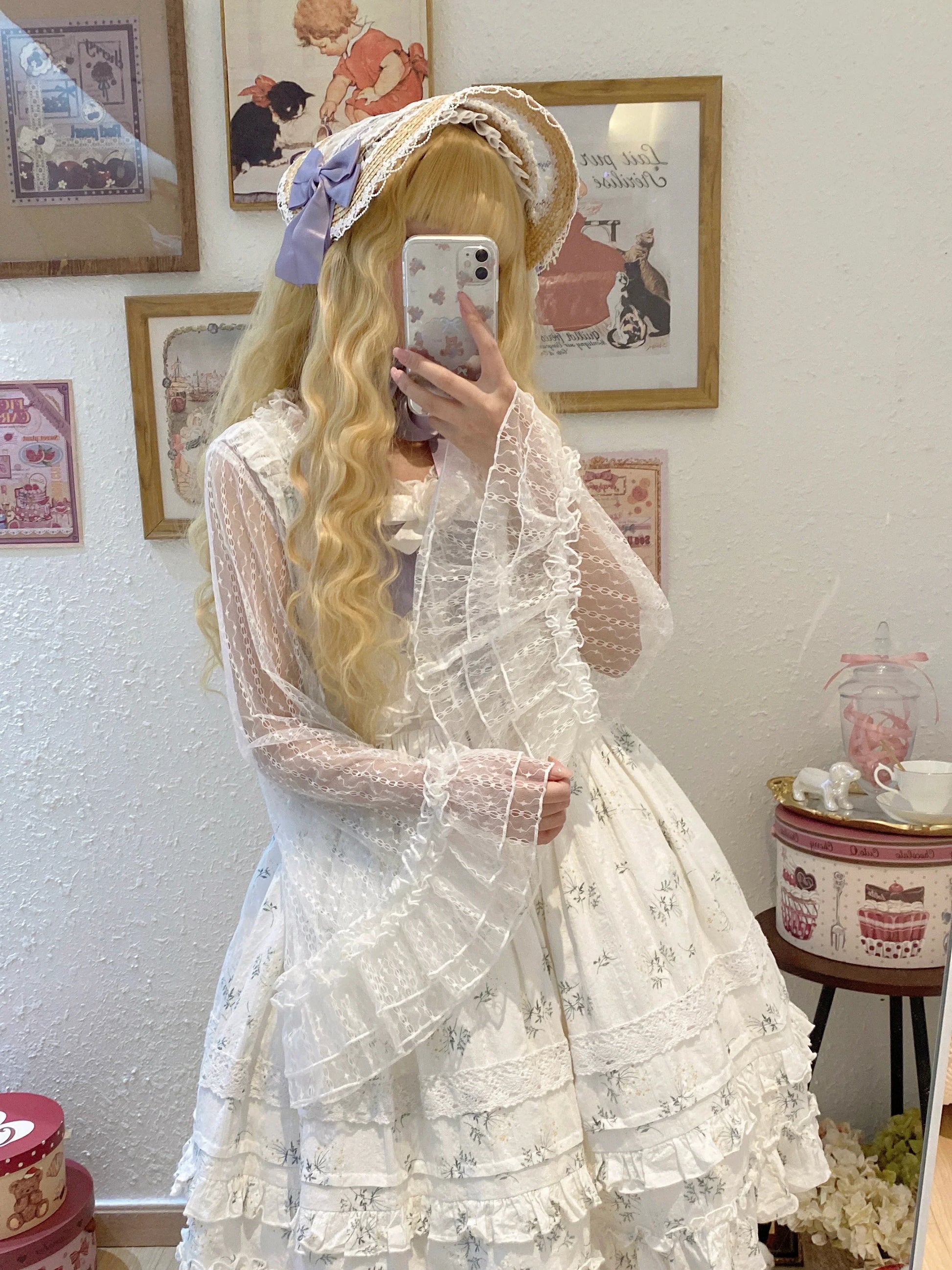 Magic Tea Party - Flower - Classic Lolita Tulle Cardigan with Princess-Sleeves