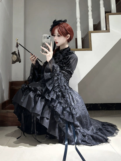 Nightingale Girl - Eternal Taboo - Gothic Lolita Dress with Princess Sleeve Shirt