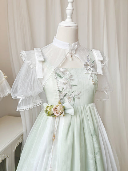 Cornfield Lolita - Wind Singing Lily - Qi Lolita Embroidered Dress Suit