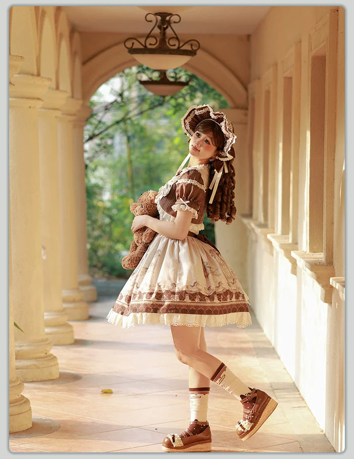 Alice Girl - Sea Salt Fairytale - Sweet Doll-like Lolita OP Animal Printed Lolita Dress