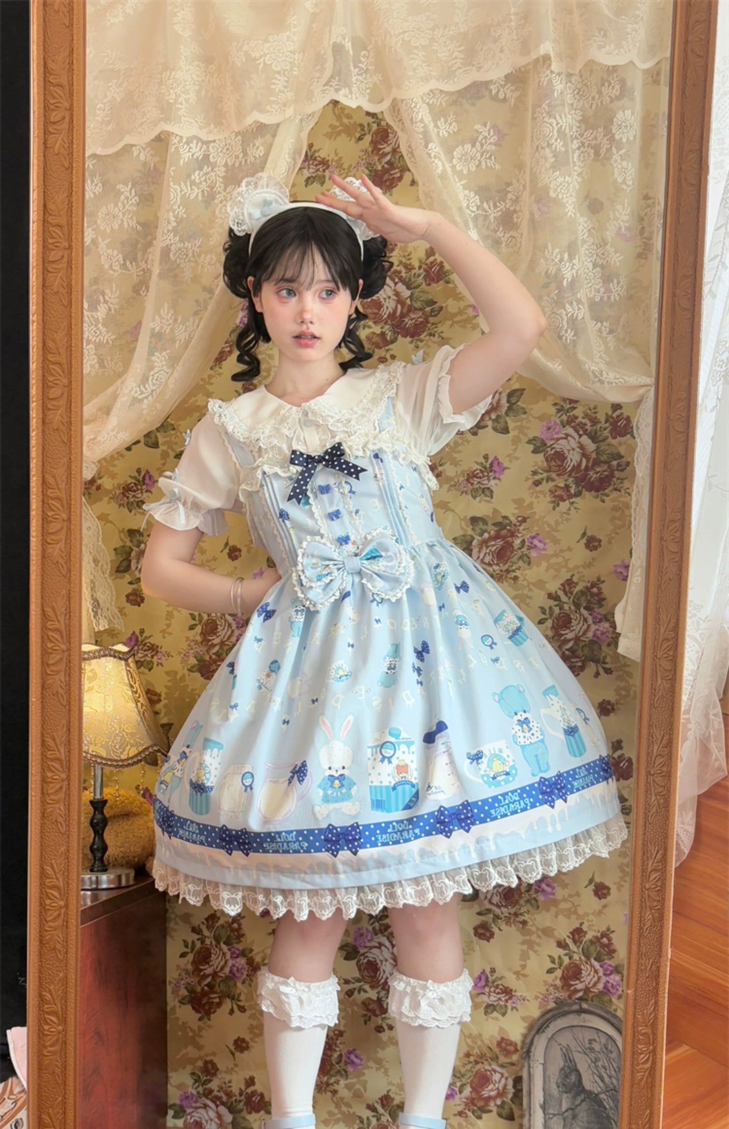 To Alice - Dear Dolls - Kawaii Lolita JSK Dress, Bear & Bunny Print