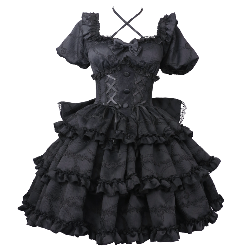 OCELOT - Puff Rose - Sweet Lolita OP Princess Bow Trailing Lolita Dress