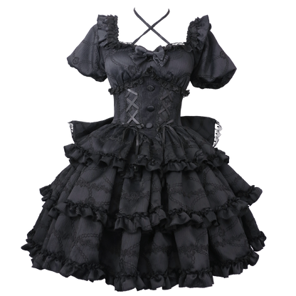 OCELOT - Puff Rose - Sweet Lolita OP Princess Bow Trailing Lolita Dress