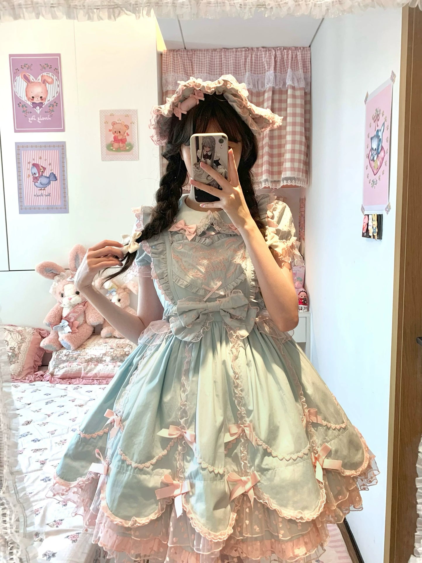 The Seventh Doll - Sweet Diary SP - Vintage Lolita Jumper Dress Petal-like Hem JSK Headdress Set