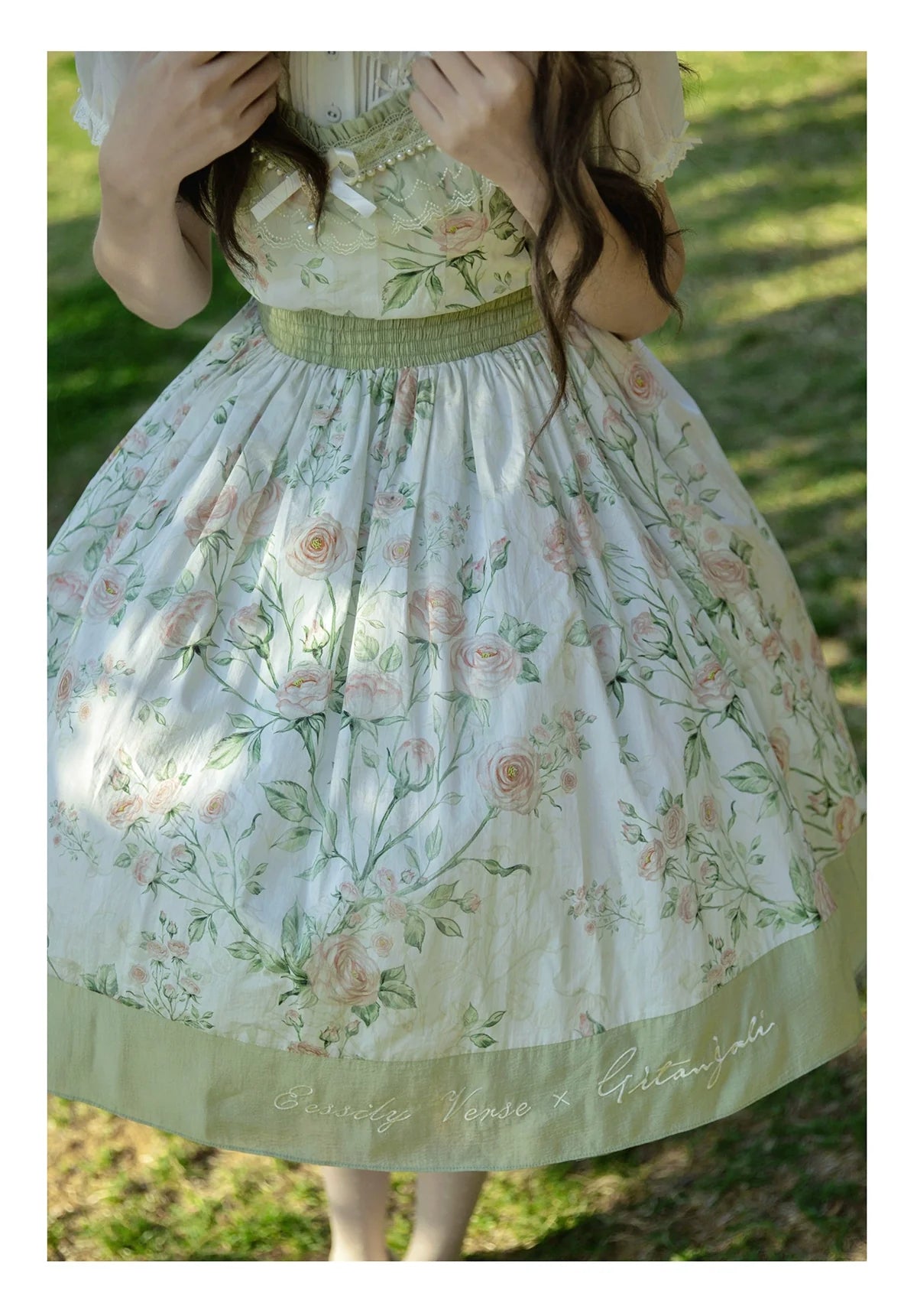 EESSILY - The Rose Dowry - Daily Cotton Lolita OP Dress V-neck Dress