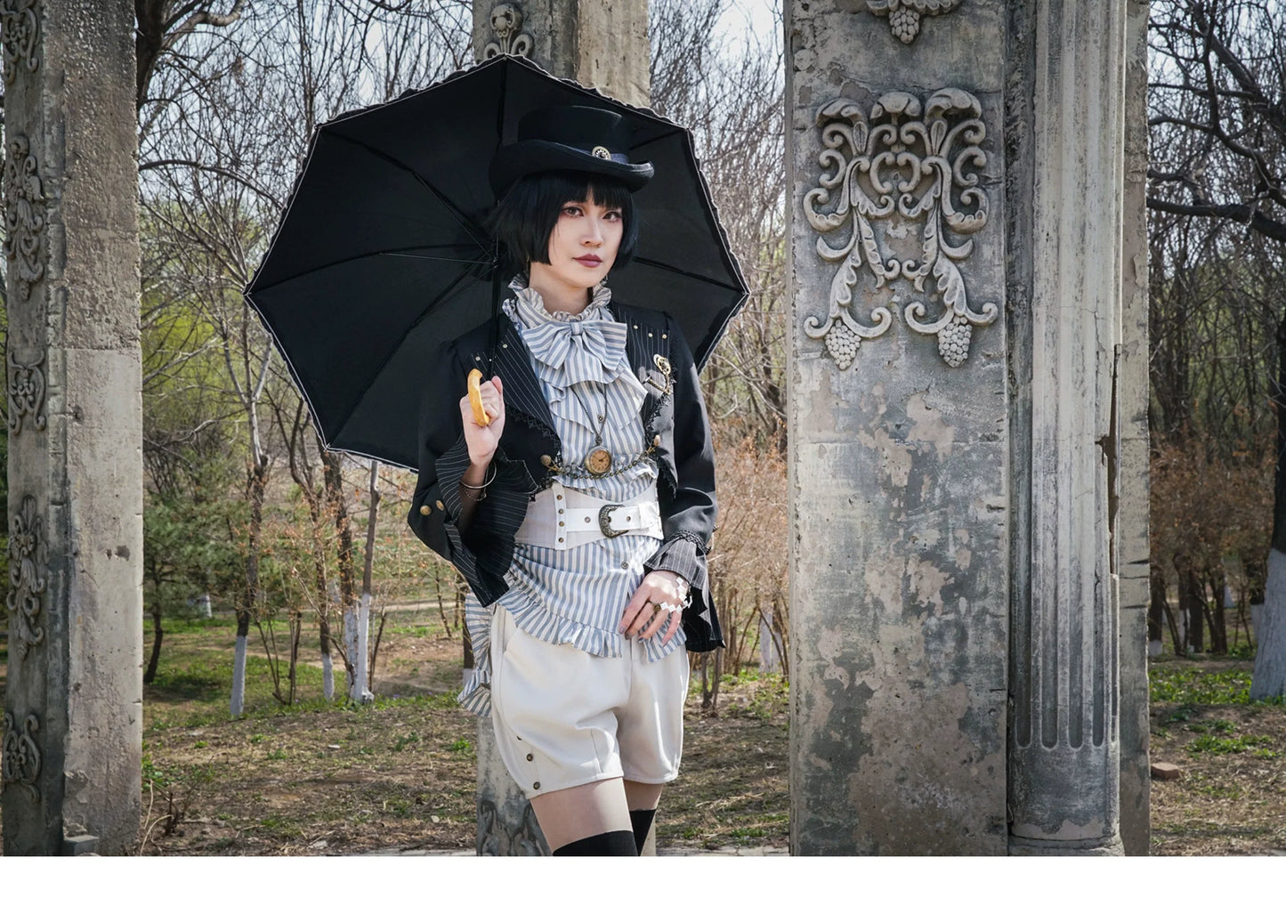 Mr. Yi's Steam Continent - Gothic Lolita Cardigan Long Sleeve Black Short Jacket